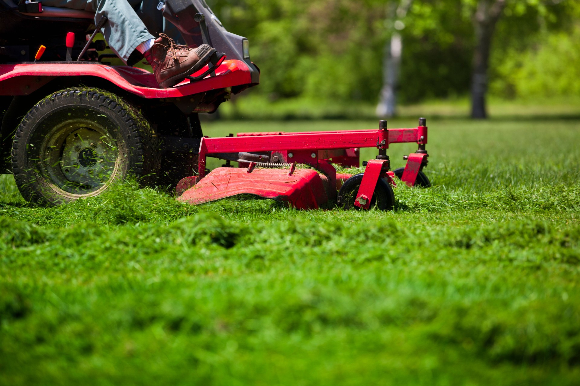 Man mowing lawn